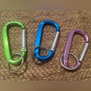 Set of 3 Colorful Aluminum 3” Carabiner Clips